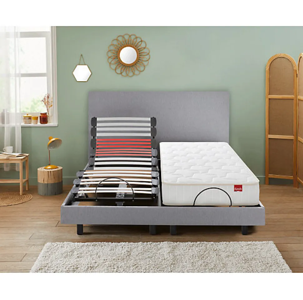 Sommier électrique Epeda HORIZON 2x80x200 Chiné Gris Lattes