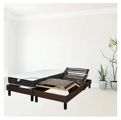 Sommier électrique Essenzia Zen DETENTE MARRON 2x90x200 Lattes