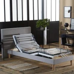 Sommier électrique matelas mémoire formex190gris clair 90x190