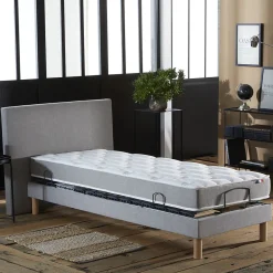 Sommier électrique matelas mémoire formex190gris clair 90x190