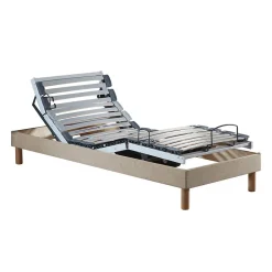 Sommier électrique relaxation lattes lisse beige 70x190