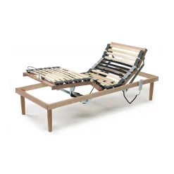 Sommier simple Dbuz, sommier à lattes en bois avec moteur, sommier orthopédique inclinable motorisé, 80x190h 34 cm