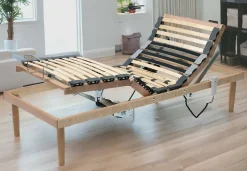 Sommier simple Dbuz, sommier à lattes en bois avec moteur, sommier orthopédique inclinable motorisé, 80x190h 34 cm