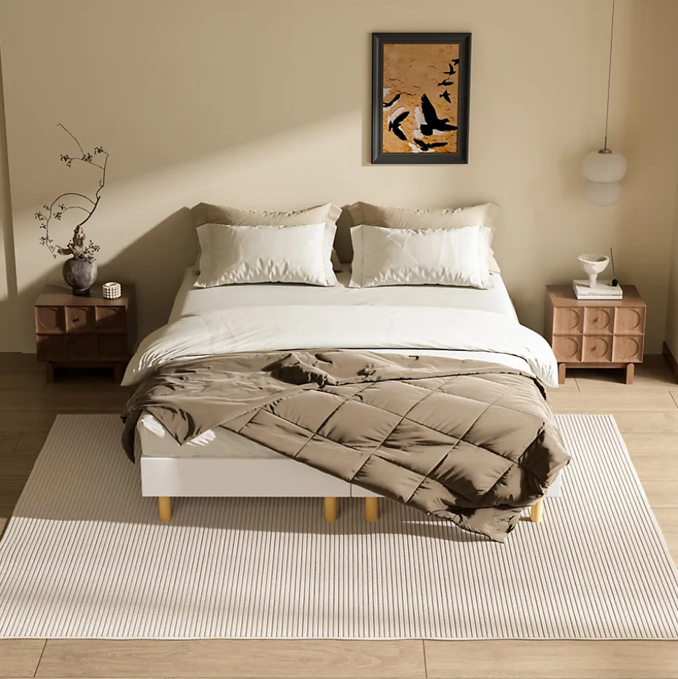 Sommier tapissé 160x200 cm(2x80x200), 12 pieds pour un maintien stable, hauteur 29 cm, housse amovible incluse