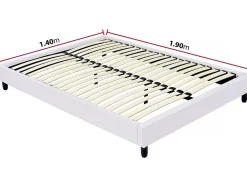 Sommier tapisser à lattes - 140 x 190 cm - 20 lattes - Blanc