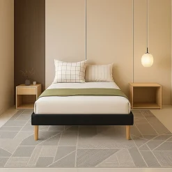 SOMMIER TAPISSIER 20 CM - 90x200 - 13 LATTES - MONTAGE RAPIDE ET FACILE - REVETEMENT FACILE D'ENTRETIEN - SOMMIER GREGORY NOIR