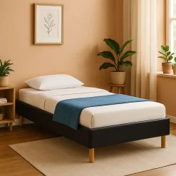 SOMMIER TAPISSIER 20 CM - 90x200 - 13 LATTES - MONTAGE RAPIDE ET FACILE - REVETEMENT FACILE D'ENTRETIEN - SOMMIER GREGORY NOIR