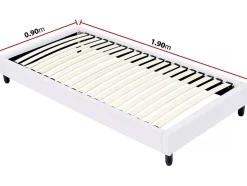 Sommier tapissier à lattes - 90 x 190 cm - 20 lattes - Blanc