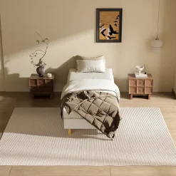 Sommier Tapissier à Lattes 80x200cm Blanc, 6 pieds