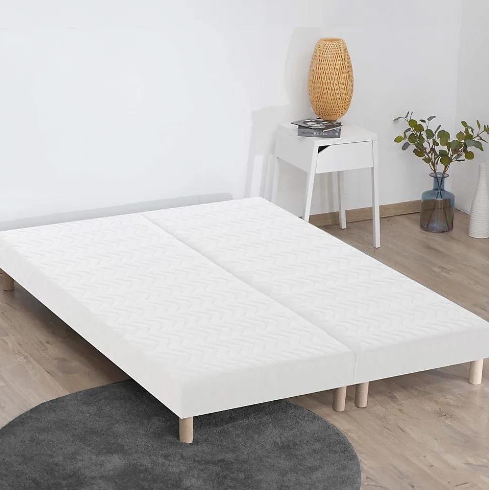 Sommier tapissier à lattes blanc 2x90x200