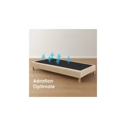 Sommier tapissier à lattes fixes 90x190 beige