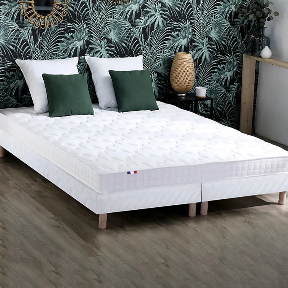 Sommier tapissier à lattes blanc 2x90x200