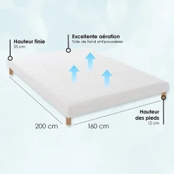 Sommier tapissier à lattes blanc 160x200