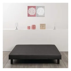 Sommier tapissier a lattes 160 x 200 - Bois massif gris anthracite + pieds - FINLANDEK Rakenne