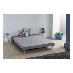 Sommier tapissier a lattes 140 x 190 - Bois massif gris + pieds - FINLANDEK Rakenne