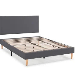 Sommier tapissier Aura + tête de lit 140x200 cm Gris Foncé, hauteur 30 cm