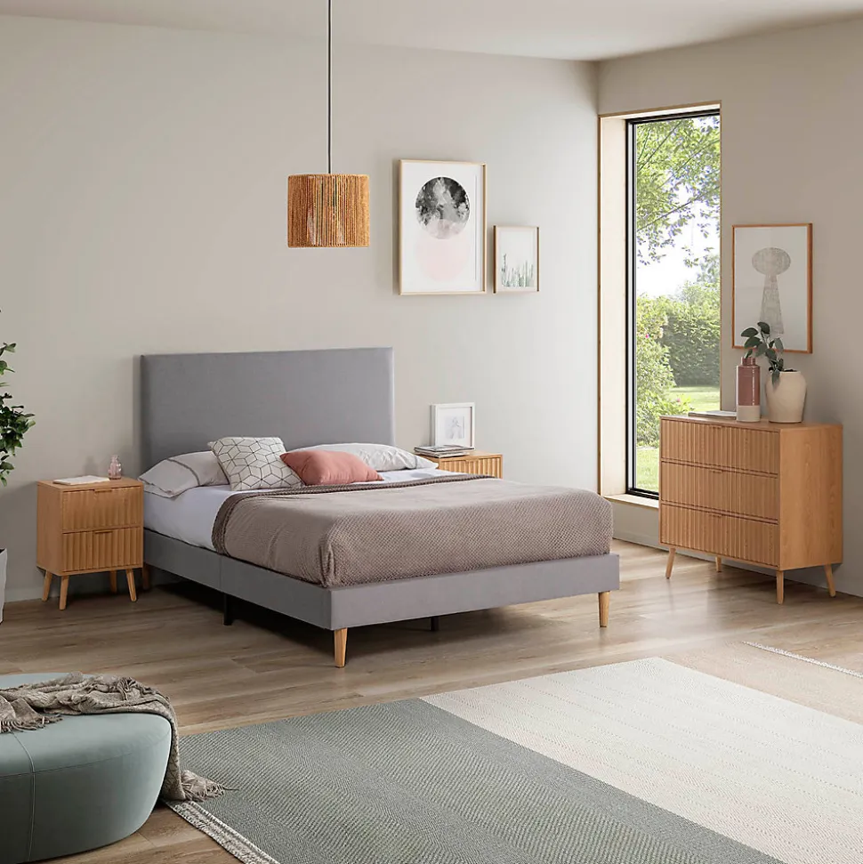 Sommier tapissier Aura 150x190 cm Gris clair, Hauteur 30 cm