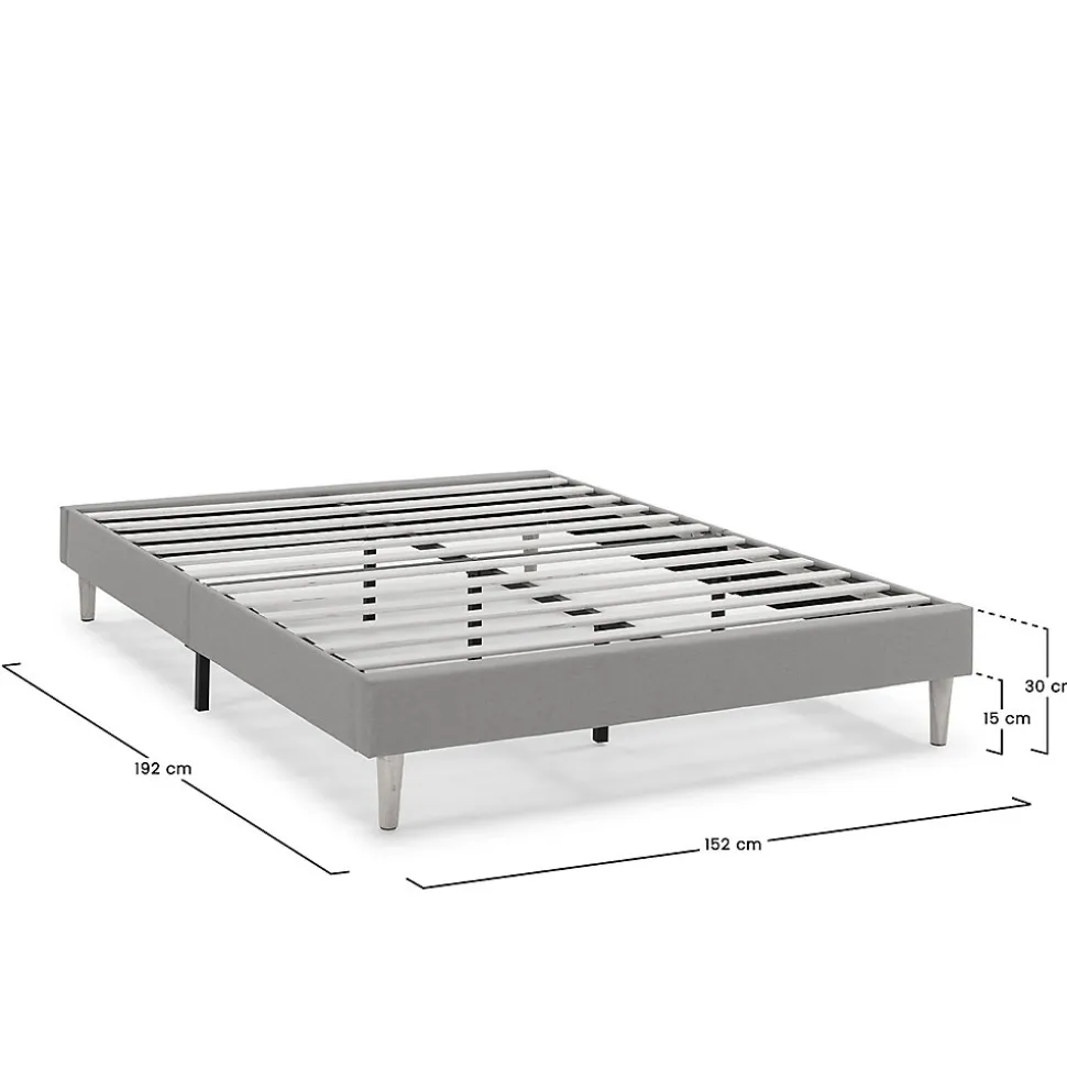 Sommier tapissier Aura 150x190 cm Gris clair, Hauteur 30 cm