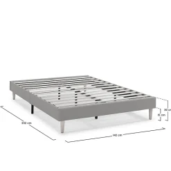 Sommier tapissier Aura 140x200 cm Beige, Hauteur 30 cm