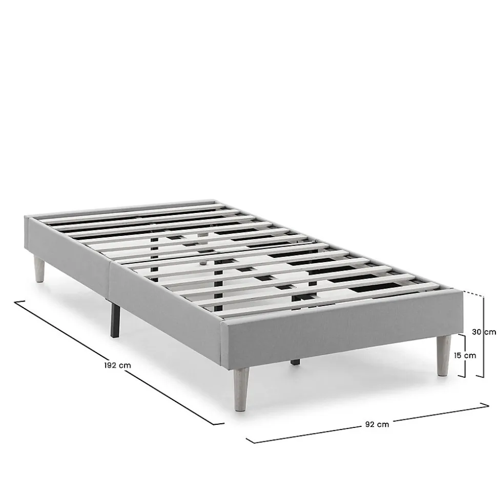 Sommier tapissier Aura 90x190 cm Gris clair, Hauteur 30 cm