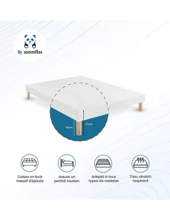SOMMIER TAPISSIER BLANC 160x200 cm FABRICATION FRANÇAISE ARTISANALE PIEDS OFFERTS HAUTEUR avec PIEDS 27 cm