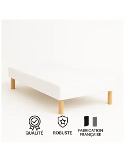 SOMMIER TAPISSIER BLANC 90x190 cm FABRICATION FRANÇAISE ARTISANALE PIEDS OFFER