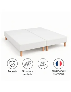 SOMMIER TAPISSIER blanc 90x200x2 (180x200) avec PIEDS offerts FABRICATION FRANÇ