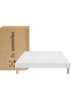 SOMMIER TAPISSIER BLANC 140x200 cm FABRICATION FRANÇAISE ARTISANALE PIEDS OFFERTS HAUTEUR avec PIEDS 27 cm