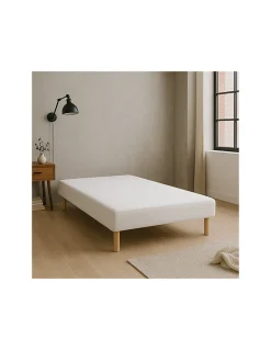 SOMMIER TAPISSIER BLANC 130x190 cm FABRICATION FRANÇAISE ARTISANALE PIEDS OFFERTS HAUTEUR avec PIEDS 27 cm