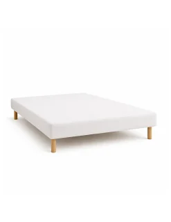 SOMMIER TAPISSIER BLANC 130x190 cm FABRICATION FRANÇAISE ARTISANALE PIEDS OFFERTS HAUTEUR avec PIEDS 27 cm