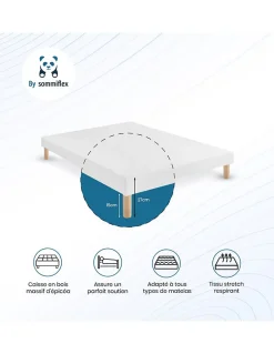 SOMMIER TAPISSIER BLANC 130x190 cm FABRICATION FRANÇAISE ARTISANALE PIEDS OFFERTS HAUTEUR avec PIEDS 27 cm