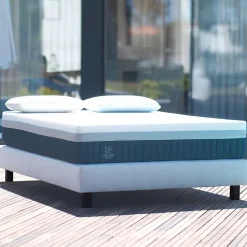 Sommier tapissier bois massif gris avec pieds (160x200 cm - Gris)