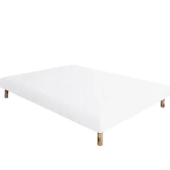 Sommier tapissier bois massif blanc avec pieds (140x190 cm - Blanc)