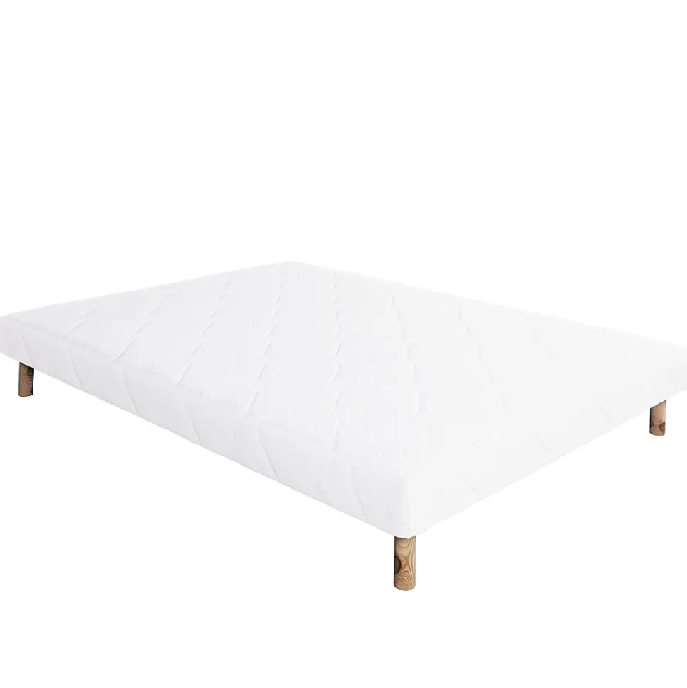 Sommier tapissier bois massif blanc avec pieds (140x190 cm - Blanc)