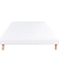 Sommier tapissier bois massif blanc avec pieds (140x190 cm - Blanc)