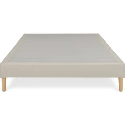 Sommier tapissier BREST 160 x 200 cm revêtement tissu - Beige