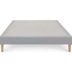 Sommier tapissier BREST 160 x 200 cm revêtement tissu - Gris