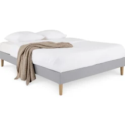 Sommier tapissier BREST 160 x 200 cm revêtement tissu - Gris