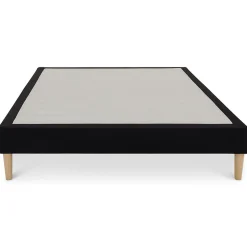 Sommier tapissier BREST 160 x 200 cm revêtement tissu - Noir