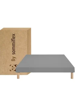 SOMMIER TAPISSIER GRIS 140x190 cm FABRICATION FRANÇAISE ARTISANALE PIEDS OFFER