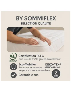 SOMMIER TAPISSIER GRIS 90x200 cm FABRICATION FRANÇAISE ARTISANALE PIEDS OFFERTS HAUTEUR avec PIEDS 27 cm