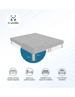 SOMMIER TAPISSIER GRIS 80x200x2 cm (160x200) FABRICATION FRANÇAISE ARTISANALE PIEDS OFFERTS HAUTEUR avec PIEDS 27 cm