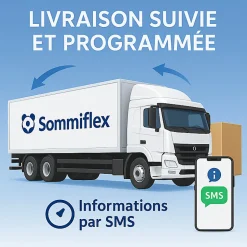 SOMMIER TAPISSIER GRIS 80x200x2 (160x200) FABRICATION FRANÇAISE ARTISANALE PIEDS OFFERTS HAUTEUR avec PIEDS 27 cm