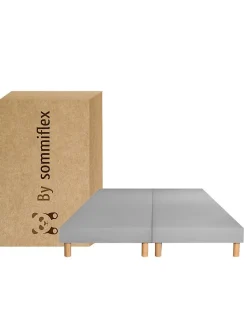 SOMMIER TAPISSIER GRIS 100x200x2 (200x200) FABRICATION FRANÇAISE ARTISANALE PIEDS OFFERTS HAUTEUR avec PIEDS 27 cm