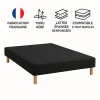 SOMMIER TAPISSIER NOIR 120x190 cm FABRICATION FRANÇAISE ARTISANALE PIEDS OFFERTS HAUTEUR avec PIEDS 27 cm