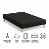 SOMMIER TAPISSIER NOIR 140x190 cm FABRICATION FRANÇAISE ARTISANALE PIEDS OFFERTS HAUTEUR avec PIEDS 27 cm