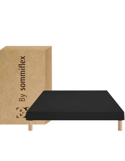 SOMMIER TAPISSIER NOIR 140x190 cm FABRICATION FRANÇAISE ARTISANALE PIEDS OFFERTS HAUTEUR avec PIEDS 27 cm