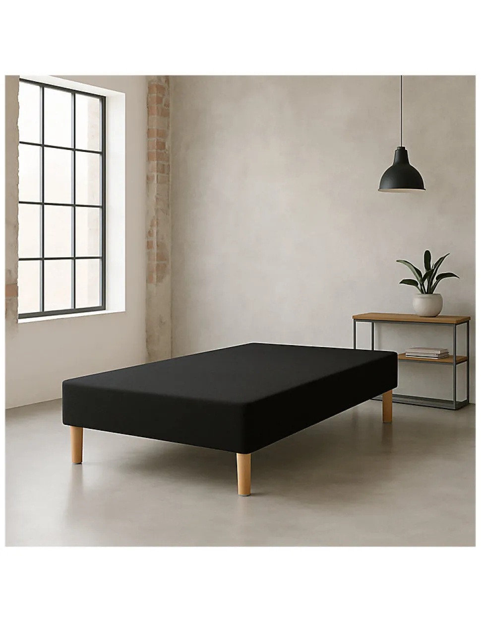 SOMMIER TAPISSIER NOIR 140x200 cm FABRICATION FRANÇAISE ARTISANALE PIEDS OFFERTS HAUTEUR avec PIEDS 27 cm