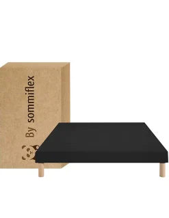 SOMMIER TAPISSIER NOIR 70x190x2 (140x190) FABRICATION FRANÇAISE ARTISANALE PIEDS OFFERTS HAUTEUR avec PIEDS 27 cm