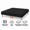 SOMMIER TAPISSIER NOIR 80x200x2 (160x200) FABRICATION FRANÇAISE ARTISANALE PIEDS OFFERTS HAUTEUR avec PIEDS 27 cm
